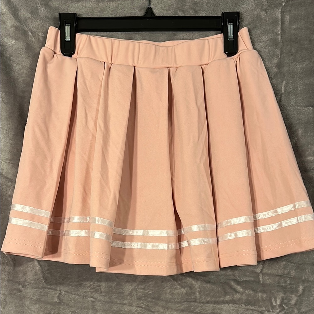 Pink Mini Skater Skirt with Pleats